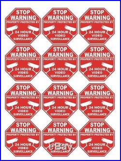 12 Alarm Home 24 Hour Security Decal Sticker Signs Warning Video Surveillance