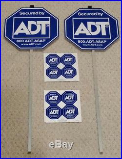 2 Adt Home Security Yard Signs & 8 Window Stickers