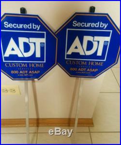 2 ADT Home Security Yard Alarm Sign