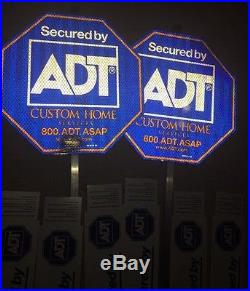 2 ADT Home Security Yard Signs 6 Double Sided Sticker (FREE SHIPPING) New