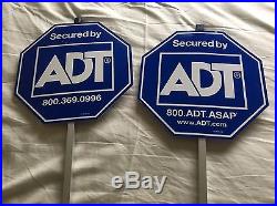 2 NEW ADT Lawn Sign's + 3 Burglar Alarm Sticker Door Window Home Security
