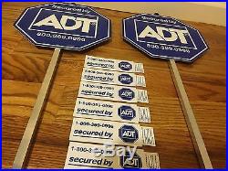 2 NEW ADT Lawn Sign's + 6 Burglar Alarm Sticker Door Window Home Security