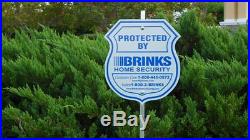 2 SIGN + 8 PACK BRINKS SECURITY HOME ALARM SIGN ADT'L REFLECTIVE DECAL STICKERS