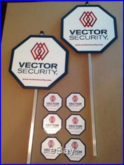 2 Vector Security Yard Signs With 6 Window Decals NOT MANY LEFT
