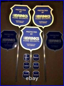 3-Reflective Brinks Security Yard Signs + 6 Door/Window 2-sided Decals NEW