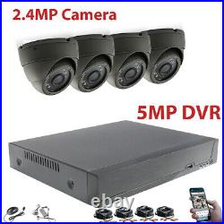 4CH 5MP DVR CCTV 2.4MP Camera Home Security System Kit IR Outdoor Night Vision