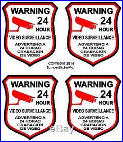 4 Alarm Home Auto Security Decal Sticker Signs Warning Video Surveillance