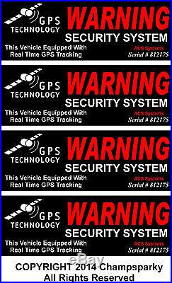 4 Automotive Car Truck SECURITY ALARM GPS Decal Stickers Apply OUTSIDE Window
