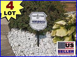 4 BRINKS ADT Home Security Monitoring System Yard Warning Signs+ALUMINUM POSTS