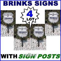 4 BRINKS Home Security SYSTEM Yard Signs+ADT