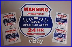 4 cellular 1 Yard sign LIVE Alarm SECURITY SURVEILLANCE DECAL STICKER WINDOW