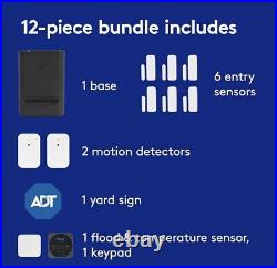 ADT 12 Piece Wireless Home Security System Graphite