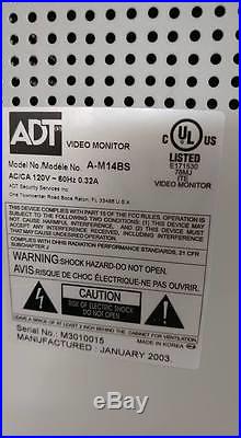 ADT A-014QB 4-Way 14 Security Surveillance Video Monitor Free Shipping