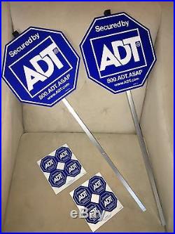 ADT Home Security System Yard Sign 2 Signs And 8 Stickers