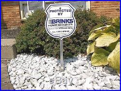 BRINKS ADT Home Security Alarm System Video Camera Warning Yard Sign+Sign Post