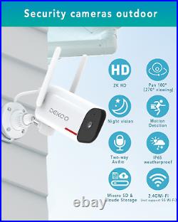 DEKCO Outdoor Security Camera 1080P Pan Rotating 180° Wired Wifi Cameras for