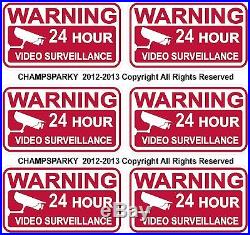 FRONT ADHESIVE Video Surveillance Security Alarm Decals Lot Of 6 Sticker Signs