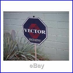 Home Security Alarm Yard Sign VECTOR 12 Aluminum 0n post w 5 Window Stickers