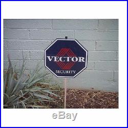 Home Security Alarm Yard Sign VECTOR 12 Aluminum 0n post w 5 Window Stickers