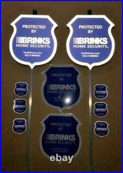 NEW 2- Reflective Brinks Yard Signs + 6 2-sided Decals + 2 Solar Lights