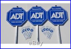New 3 ADT Front Yard Security Signs & 10 Window Stickers