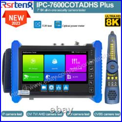 Rsrteng 7inch CCTV Tester 4K AHD CVI TVI SDI Camera Monitor VGA HDMI TDR OPM POE