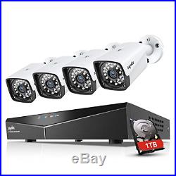 SANNCE POE CCTV Home Security Camera System 4CH XPOE NVR Recorder 1TB Hard 4x IP