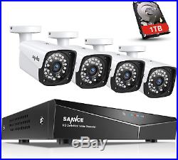 SANNCE POE CCTV Home Security Camera System 4CH XPOE NVR Recorder 1TB Hard 4x IP