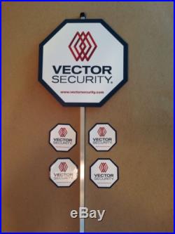 Vector Security Yard Sign With Four Window Decals, with MINOR SCRATCHES