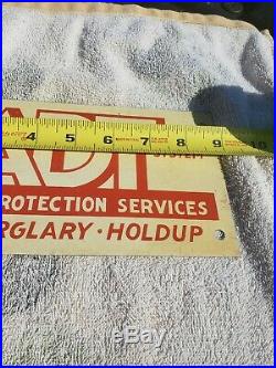 Vintage 1960s Tin/Metal, ADT Home Security Sign, Fire, Burglary, Holdup