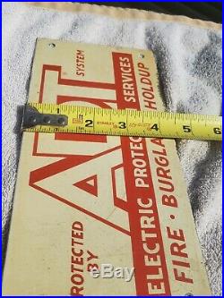 Vintage 1960s Tin/Metal, ADT Home Security Sign, Fire, Burglary, Holdup