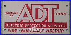 Vintage ADT Security Painted Metal Sign NOS ADT ALARM ELECTRIC PROTECTION